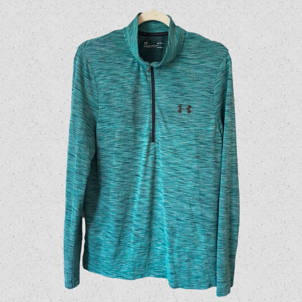 Men's under armour green q-zip shirt size L